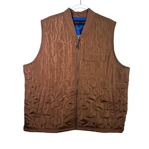 Edgar + Ash Quilted Bomber Vest Mens 2XL Brown Full Zip Lightweight Puffer NWT